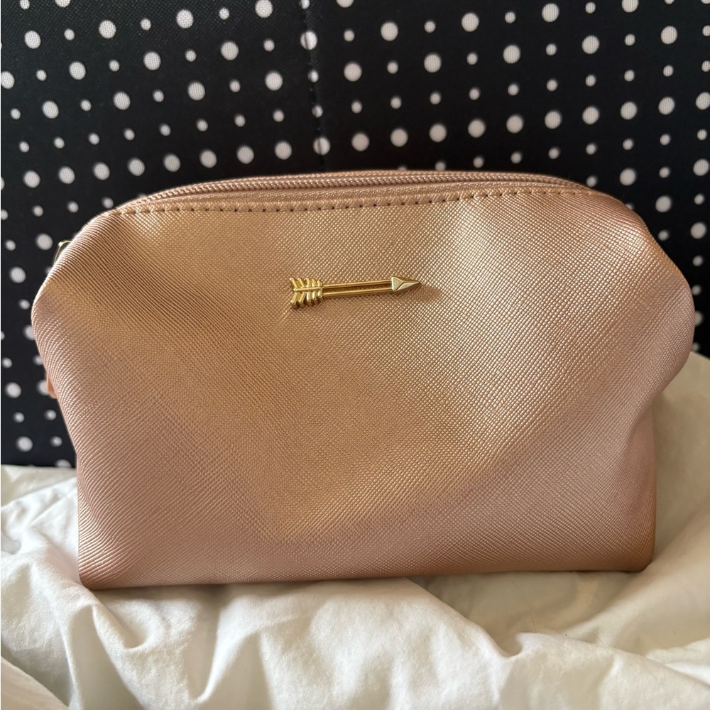 Stella & Dot Rose Gold Cosmetic Bag with Arrow Accent